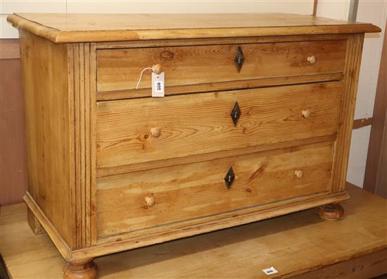 A 19th century Continental pine low chest W.115cm